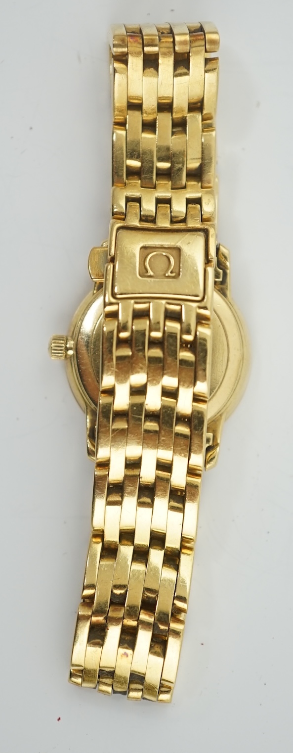 A lady's early 2000's 18ct gold Omega quartz wrist watch